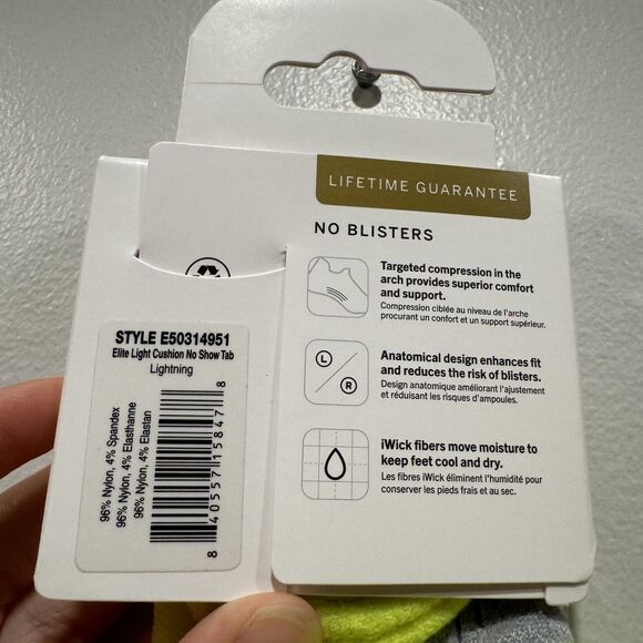 NWT Feetures Elite Socks sz Small No Show 1 Pair Unisex Yellow Light Cushioned - Picture 5 of 5